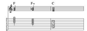 Steel guitar tab IV-IVm-I_2-measure Lick 116 Key of C