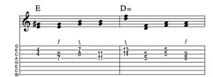 Steel guitar tab II-IIm connect one from each measure Key of C