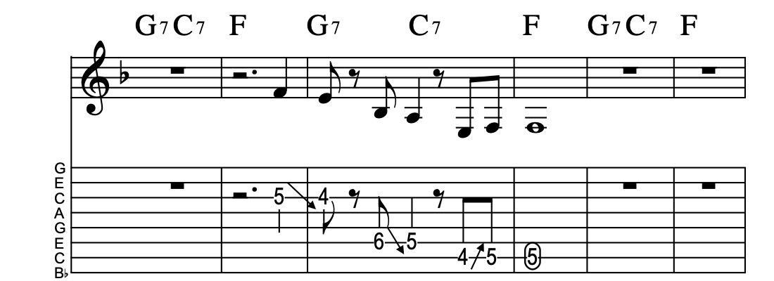 II7-V7-I, Vamp 44, Key of F