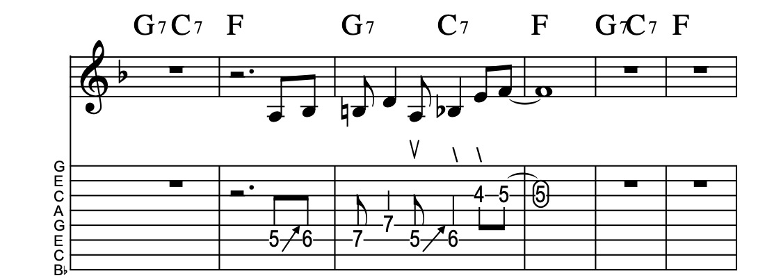 II7-V7-I, Vamp 47-2, Key of F