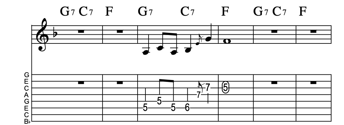 II7-V7-I, Vamp 56, Key of F