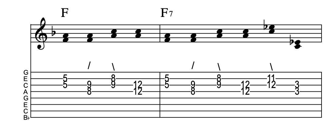 I-I7, connect one from each measure, Key of F