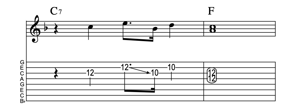 V7-I_lick, Lick 1502, Key of F