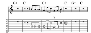 Steel guitar tab V7-I Vamp 38-2 Key of C