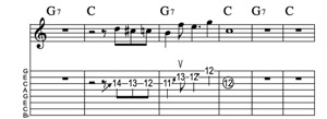Steel guitar tab V7-I Vamp 40-2 Key of C