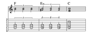 Steel guitar tab IV-IVm-I_3-measure Lick 93 Key of C