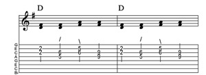 Steel guitar tab IV-V connect one from each measure Key of G